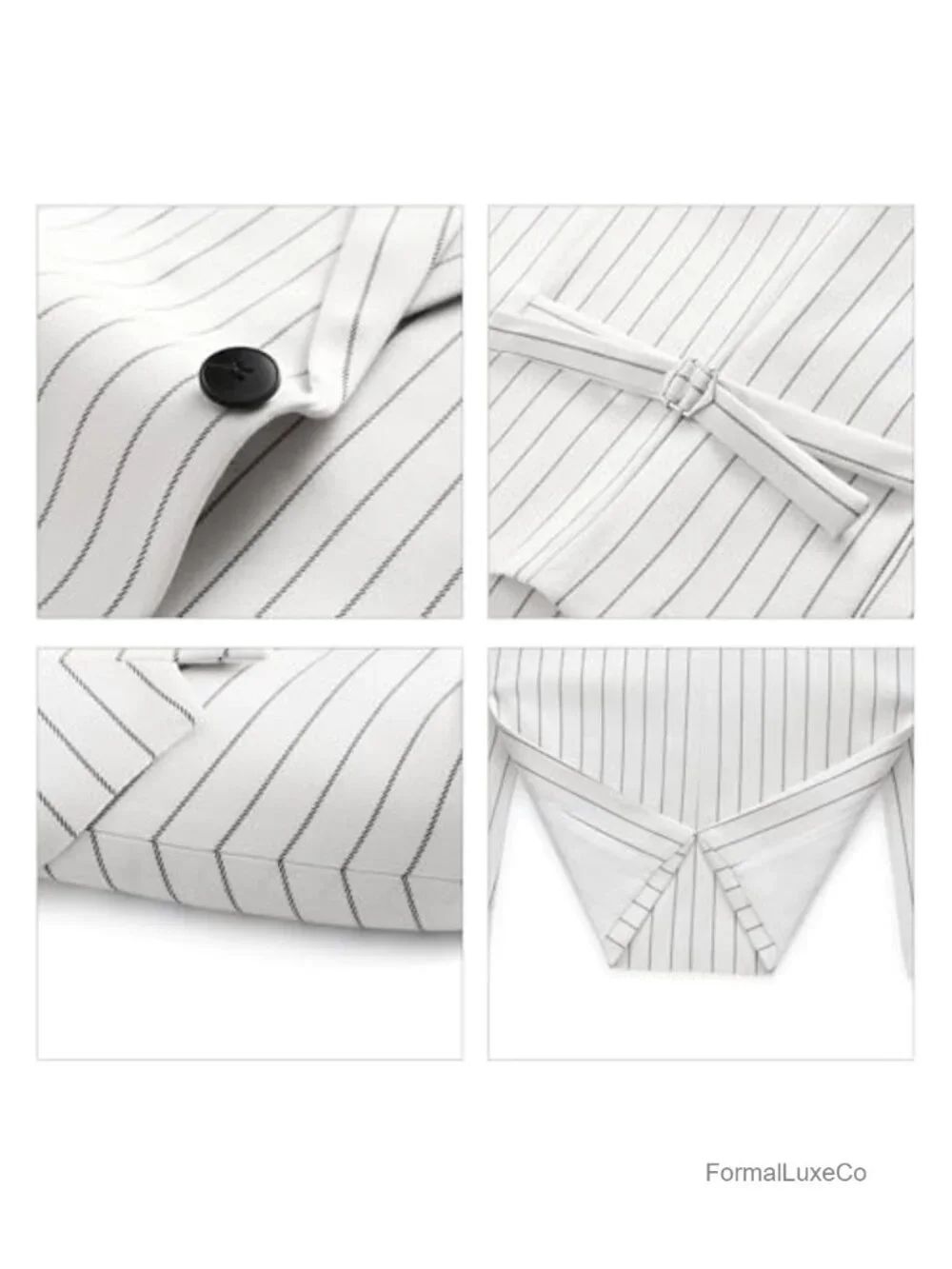 Men's 3 Piece Pinstripe Suit Slim Fit Blazer Vest Pants